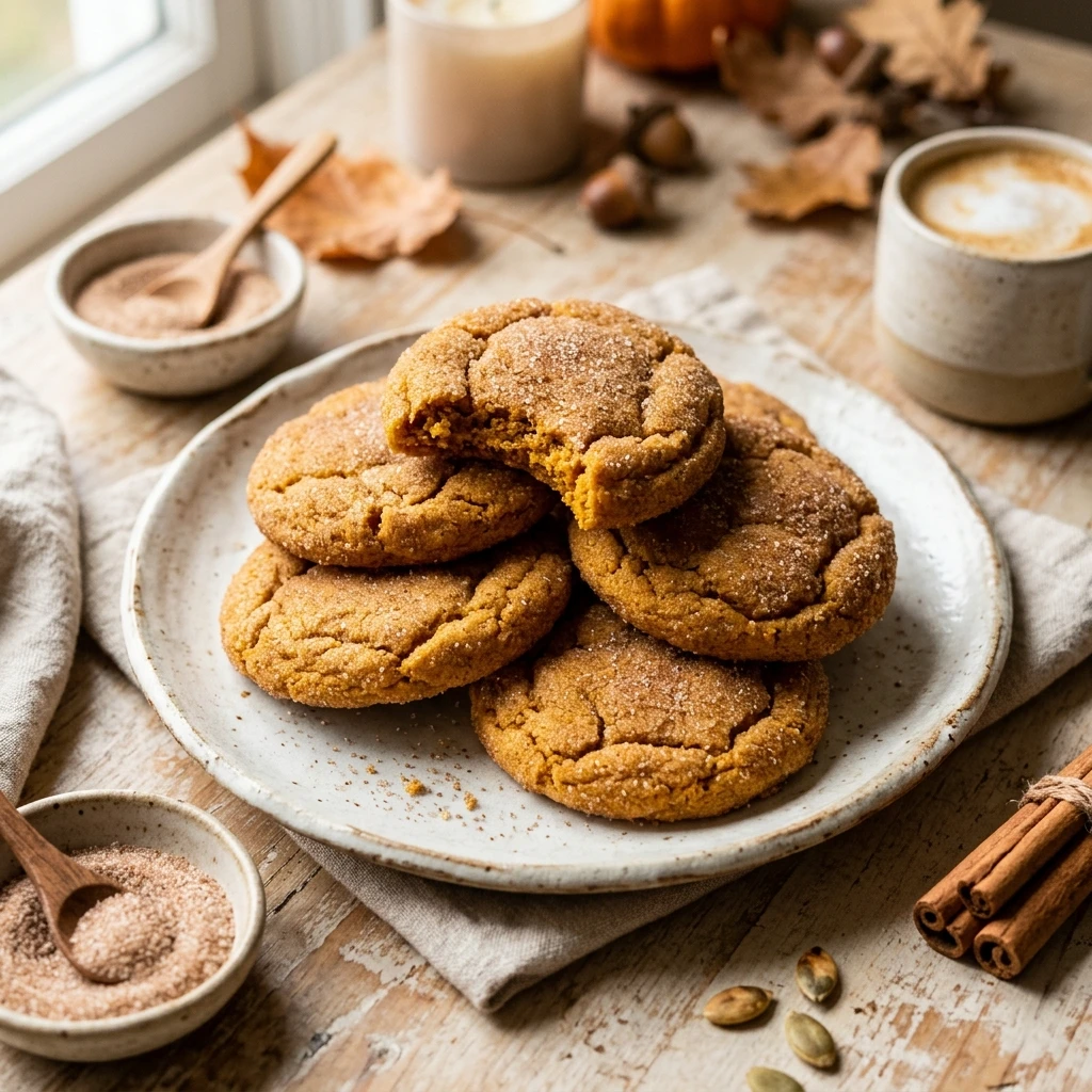 Chewy Pumpkin Snickerdoodle Cookies