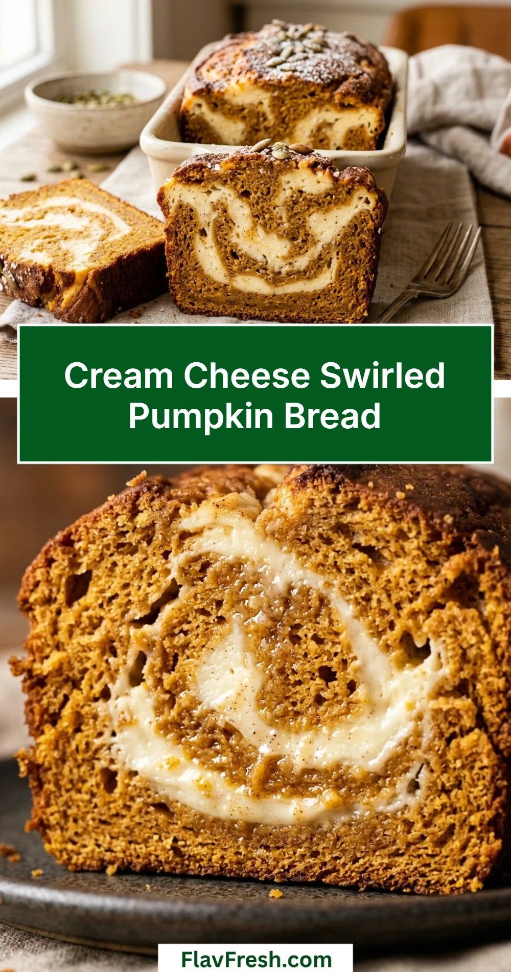 Cream Cheese Swirled Pumpkin Bread