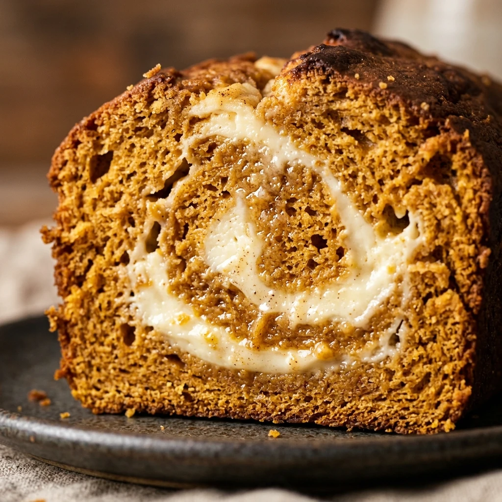 Cream Cheese Swirled Pumpkin Bread