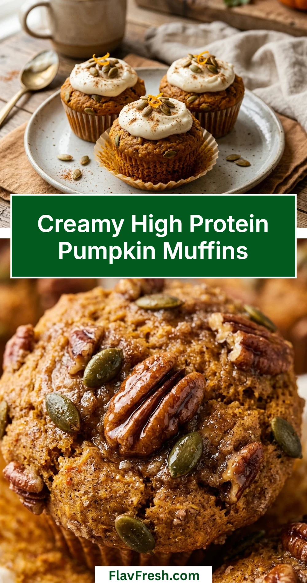 Creamy High Protein Pumpkin Muffins