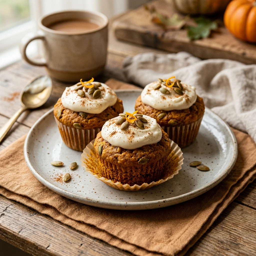 Creamy High Protein Pumpkin Muffins