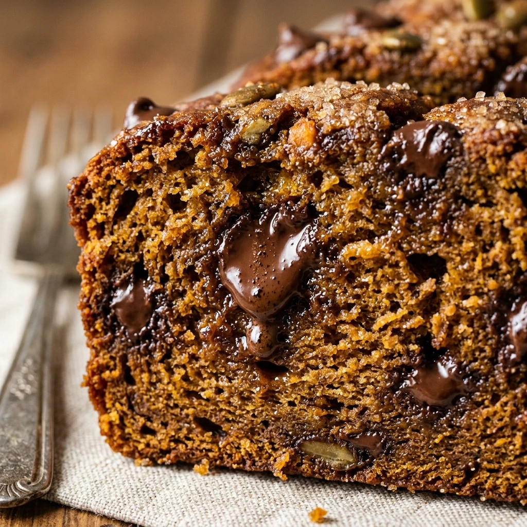 Easy Chocolate Chip Pumpkin Bread Loaf