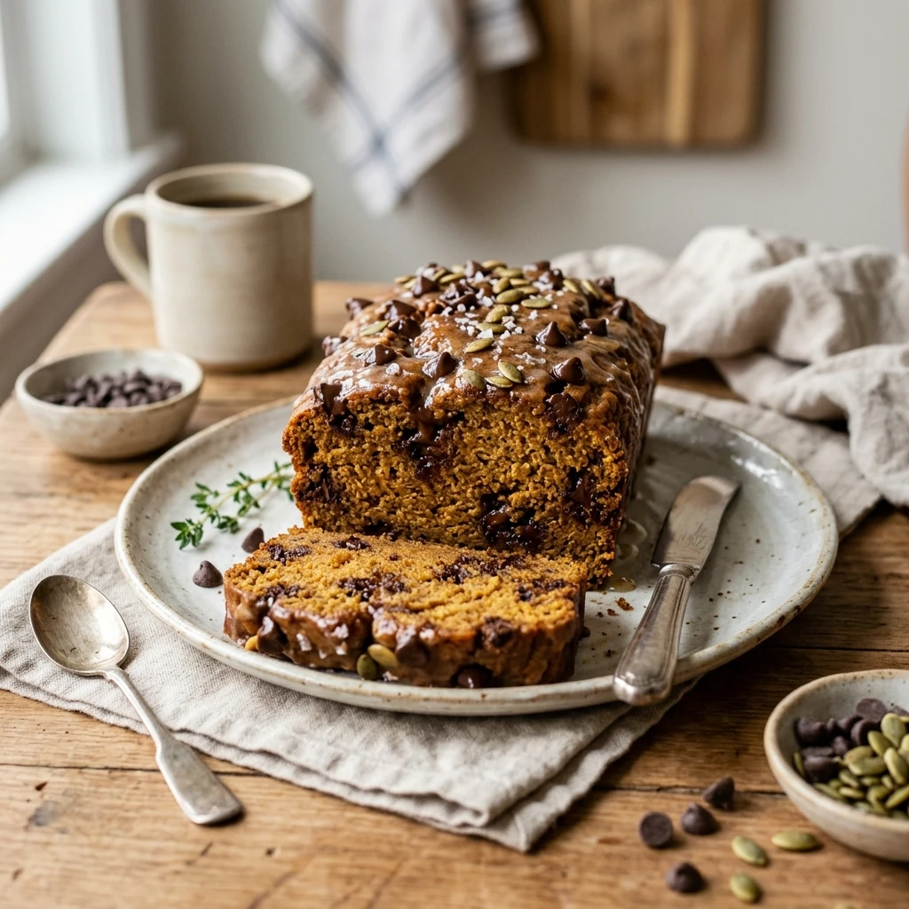 Easy Chocolate Chip Pumpkin Bread Loaf
