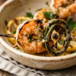 Grilled Garlic Scapes Shrimp Skewers
