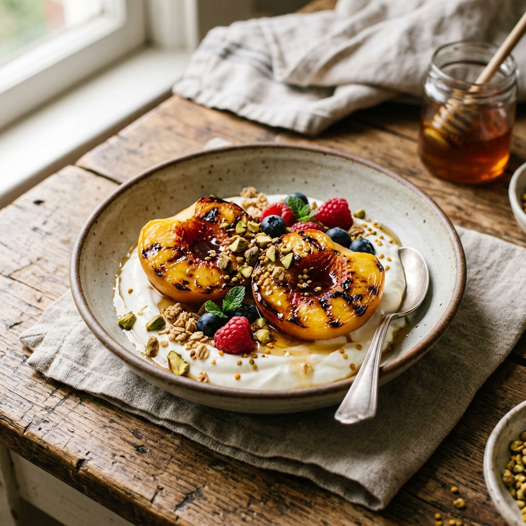 Grilled Peaches with Greek Yogurt Honey