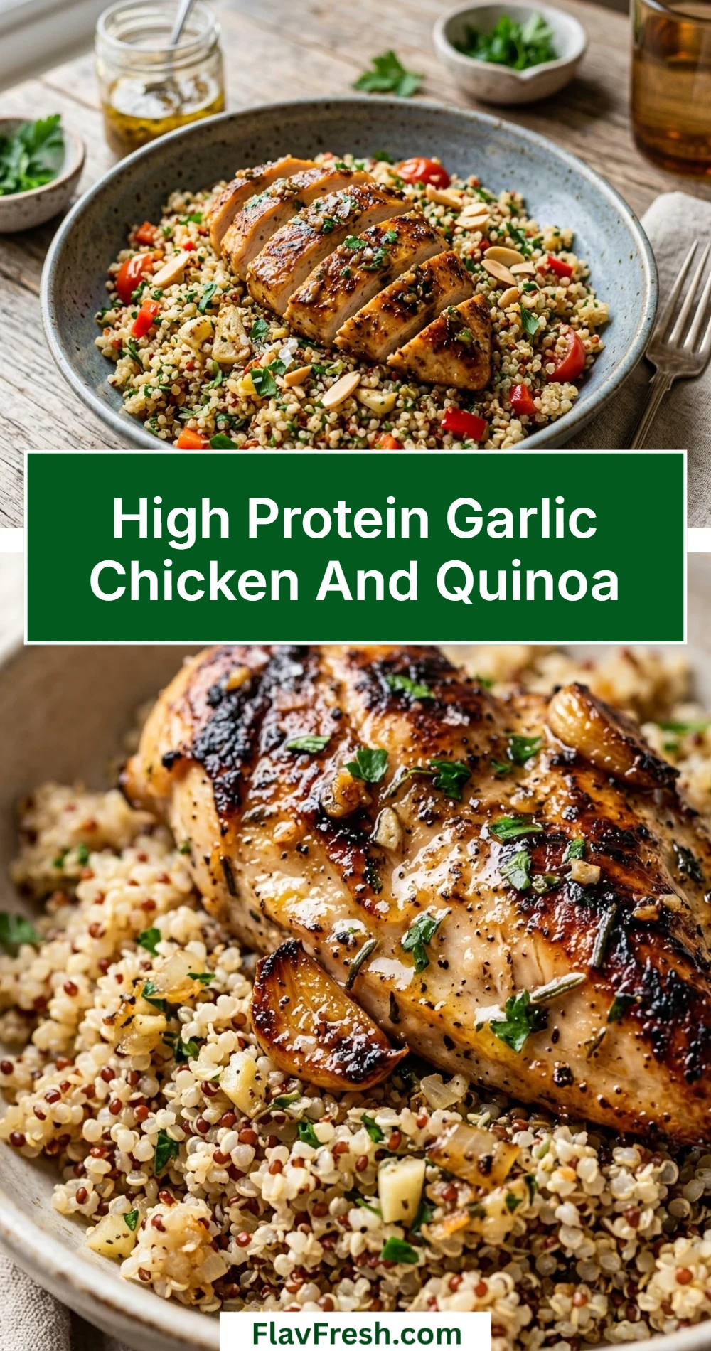 High Protein Garlic Chicken And Quinoa