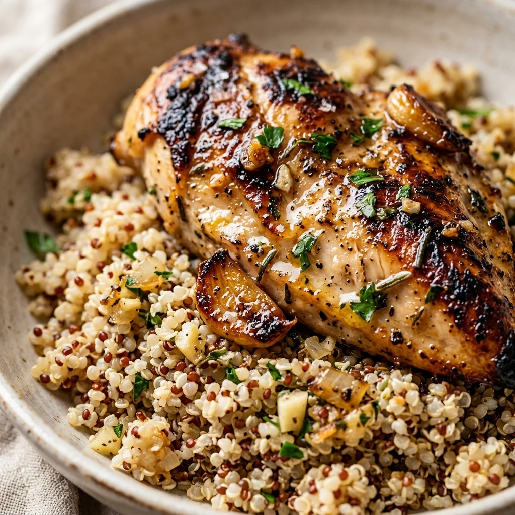High Protein Garlic Chicken And Quinoa