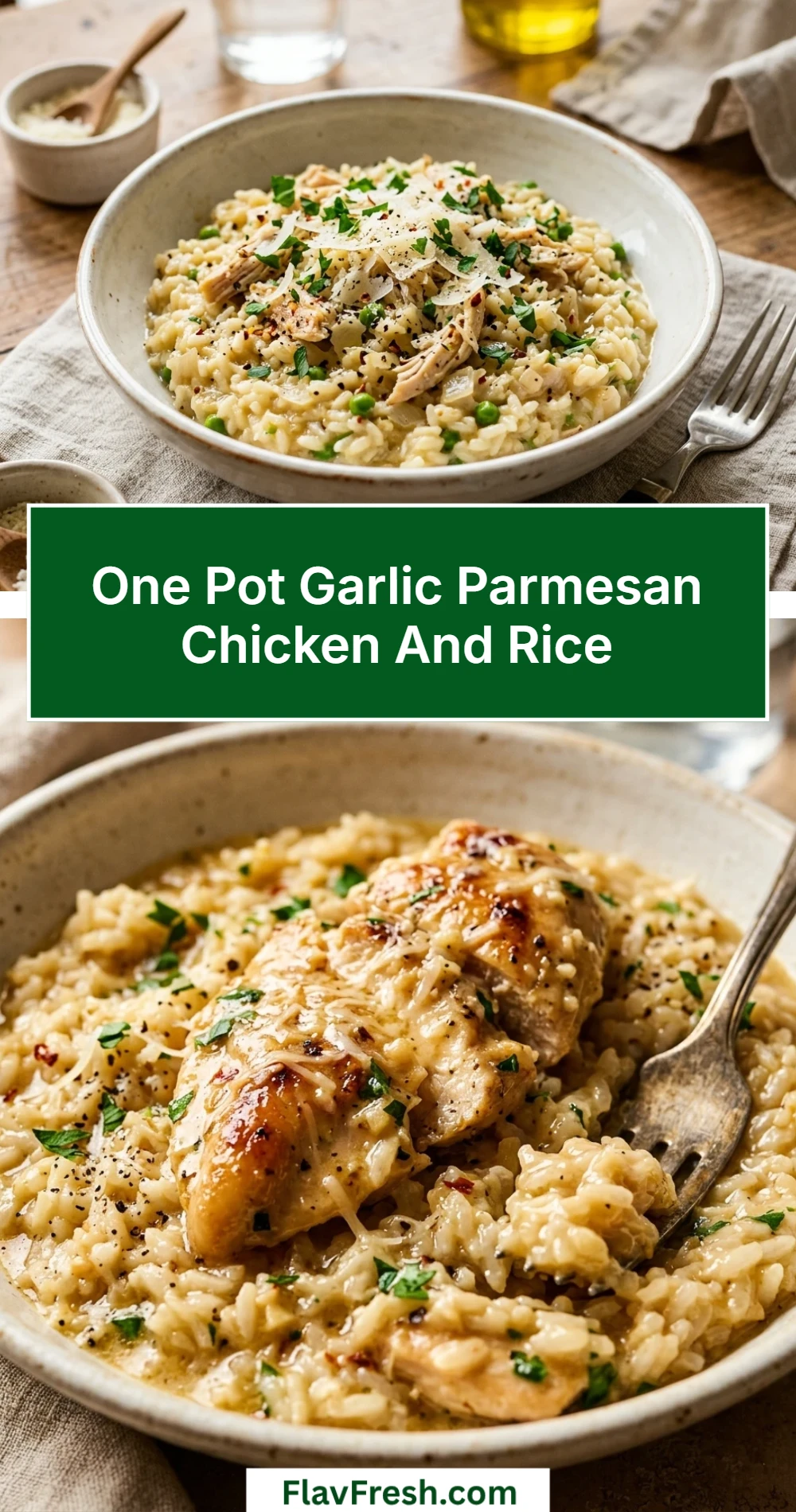 One Pot Garlic Parmesan Chicken And Rice